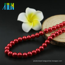 Round Ball Shape Glass Pearls in Bulk UA74 Siam Necklace Making Glass Pearls Wholesale